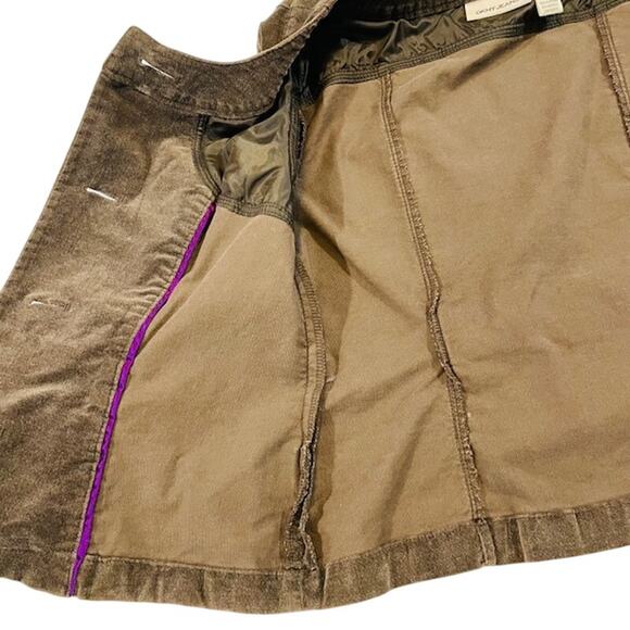 DKNY Jeans Women's Brown Velvet Button Down Stretch Jacket - Picture 4 of 7